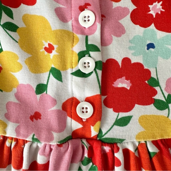 *3/$20* HANNA ANDERSSON Floral Short Sleeve Jersey Knit Button Front Dress 8 - Picture 4 of 9